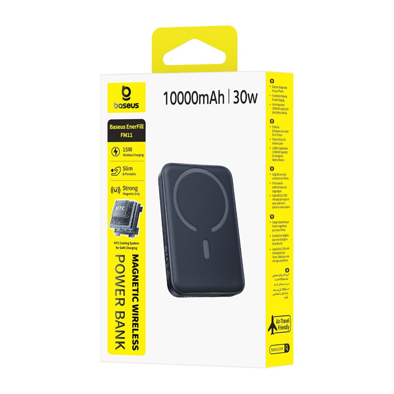 Εξωτερική Ασύρματη Μπαταρία Baseus EnerFill FM11, 10000mAh, 30W, PD + FQI, 1 x QI - 1 x USB-C, Μαύρο