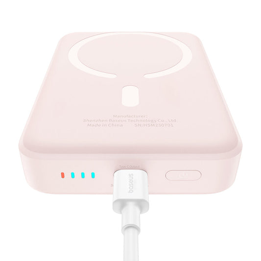 Εξωτερική Μπαταρία Wireless Baseus Magnetic Mini, 10000mAh, 20W, PD + FQI, 1 x QI - 1 x USB-C, Ροζ P10059001413-00