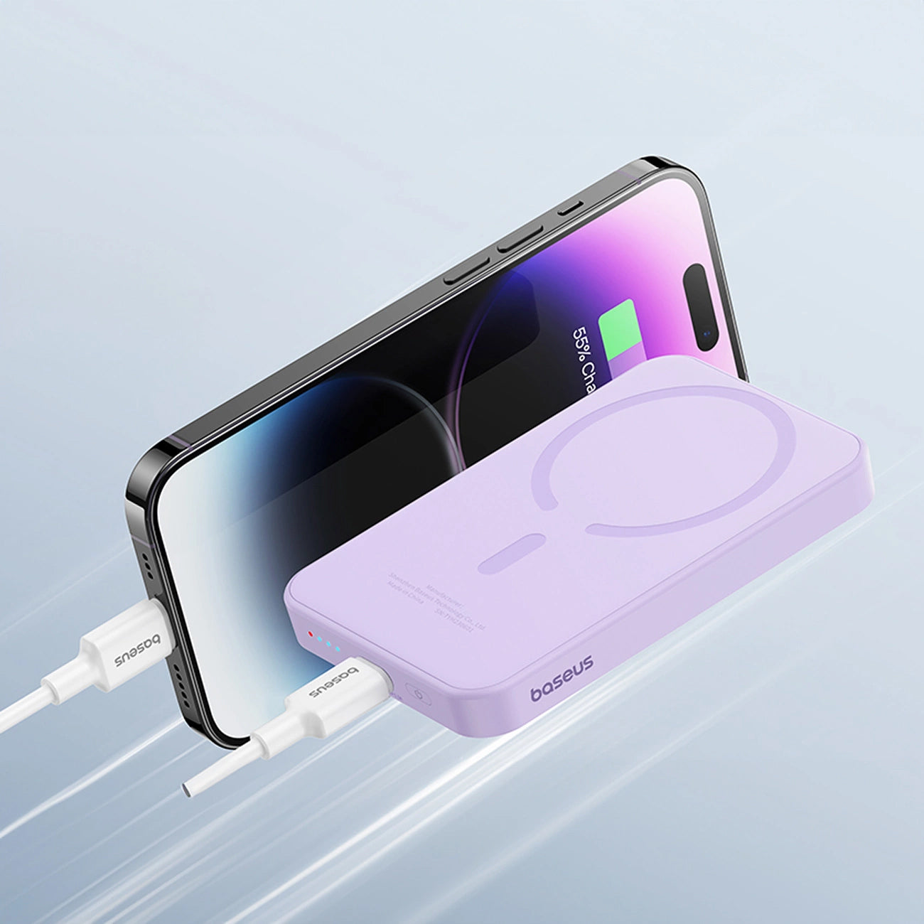 Εξωτερική Μπαταρία Wireless Baseus Magnetic Mini, 5000mAh, 20W, PD + FQI, 1 x QI - 1 x USB-C, Μωβ P10022107513