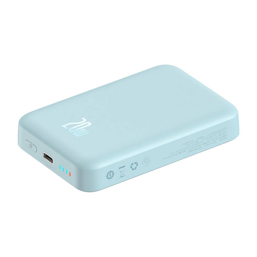 Εξωτερική Μπαταρία Wireless Baseus Magnetic Mini, 10000mAh, 20W, PD + FQI, 1 x QI - 1 x USB-C, Μπλε PPCX110103