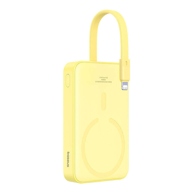 Εξωτερική Μπαταρία Wireless Baseus Magnetic Mini, 10000mAh, 20W, PD + FQI, 1 x Lightning - 1 x QI - 1 x USB-C, Κίτρινη P10022109Y23-00