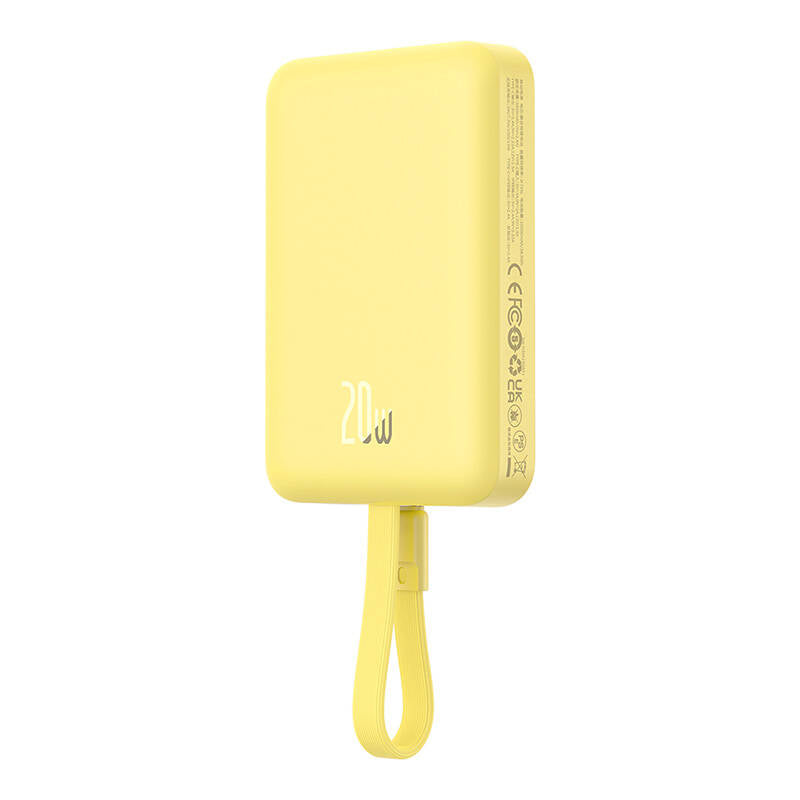 Εξωτερική Μπαταρία Wireless Baseus Magnetic Mini, 10000mAh, 20W, PD + FQI, 1 x Lightning - 1 x QI - 1 x USB-C, Κίτρινη P10022109Y23-00