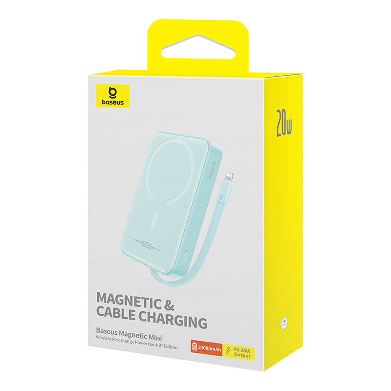 Εξωτερική Μπαταρία Wireless Baseus Magnetic Mini, 10000mAh, 20W, PD + FQI, 1 x Lightning - 1 x QI - 1 x USB-C, Πράσινο P10022109333-00