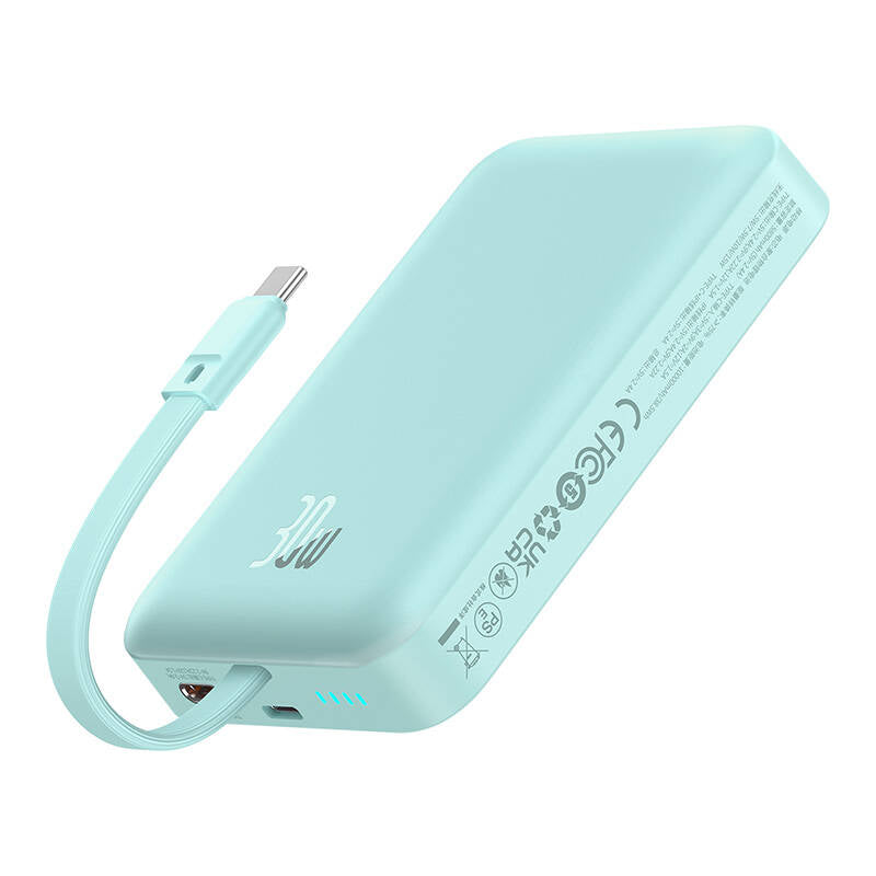 Εξωτερική Μπαταρία Wireless Baseus Magnetic Mini, 10000mAh, 30W, PD + FQI, 1 x Lightning - 1 x QI - 1 x USB-C, Μπλε P1002210B333-00