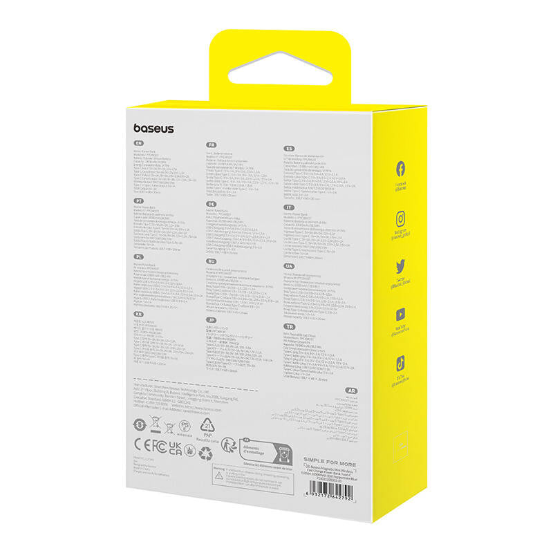 Εξωτερική Μπαταρία Wireless Baseus Magnetic Mini, 10000mAh, 30W, PD + FQI, 1 x Lightning - 1 x QI - 1 x USB-C, Μπλε P1002210B333-00