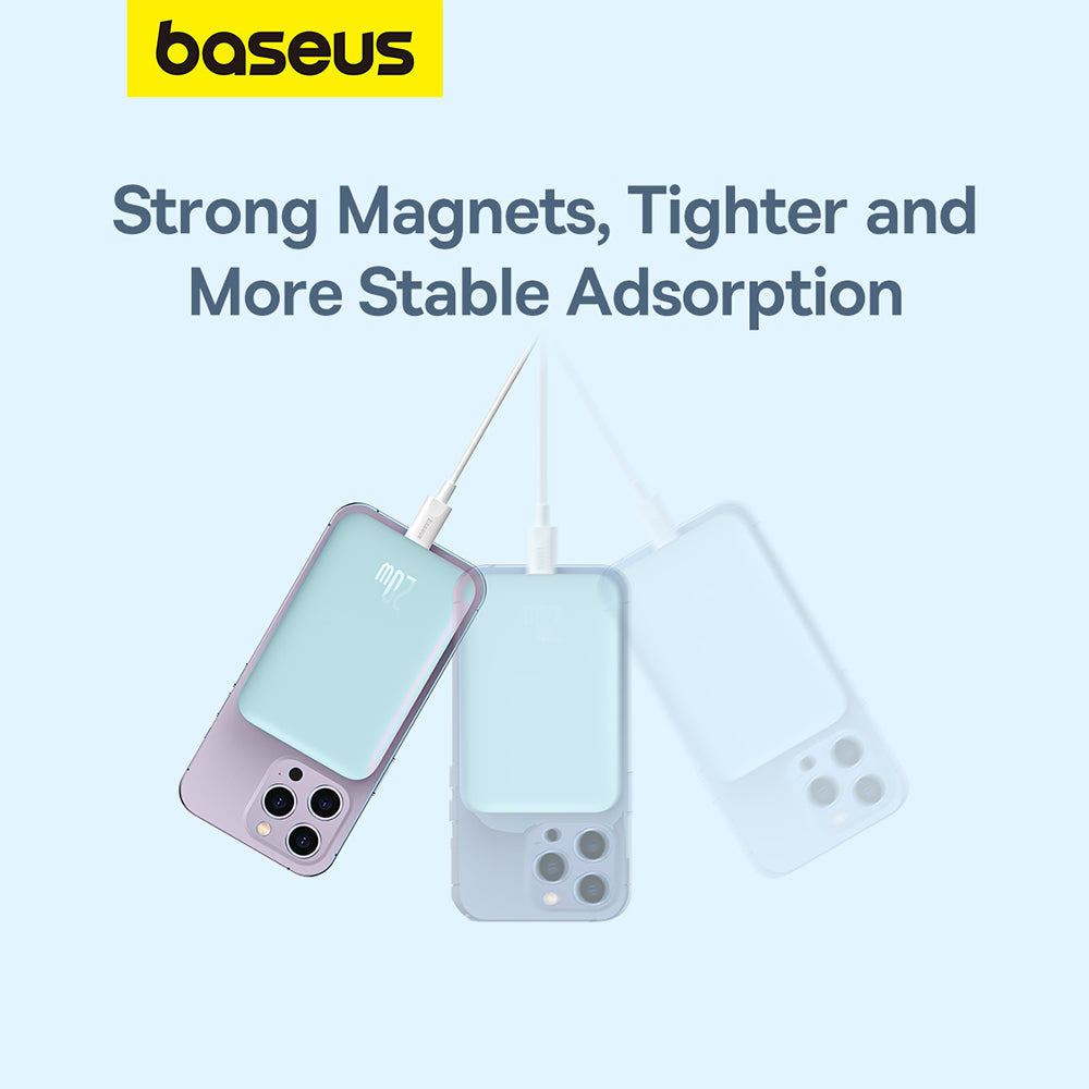 Εξωτερική Μπαταρία Wireless Baseus Mini Air, 6000mAh, 20W, PD + FQI, 1 x QI - 1 x USB-C, Μπλε P10059002313-00