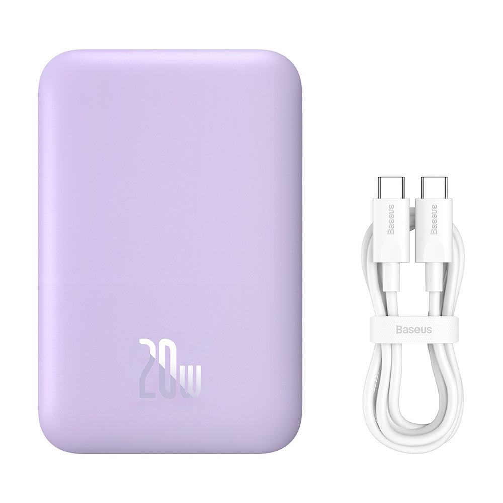 Εξωτερική Μπαταρία Wireless Baseus Mini Air, 6000mAh, 20W, PD + FQI, 1 x QI - 1 x USB-C, Μωβ P10059002513-00