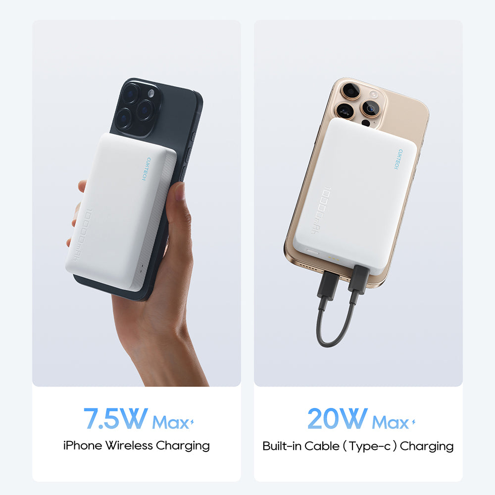 Ασύρματη Εξωτερική Μπαταρία Cuktech WPB100N, 10000mAh, 20W, PD + FQI, 1 x QI - 1 x USB-C, Λευκή CKWPB100NGLGR