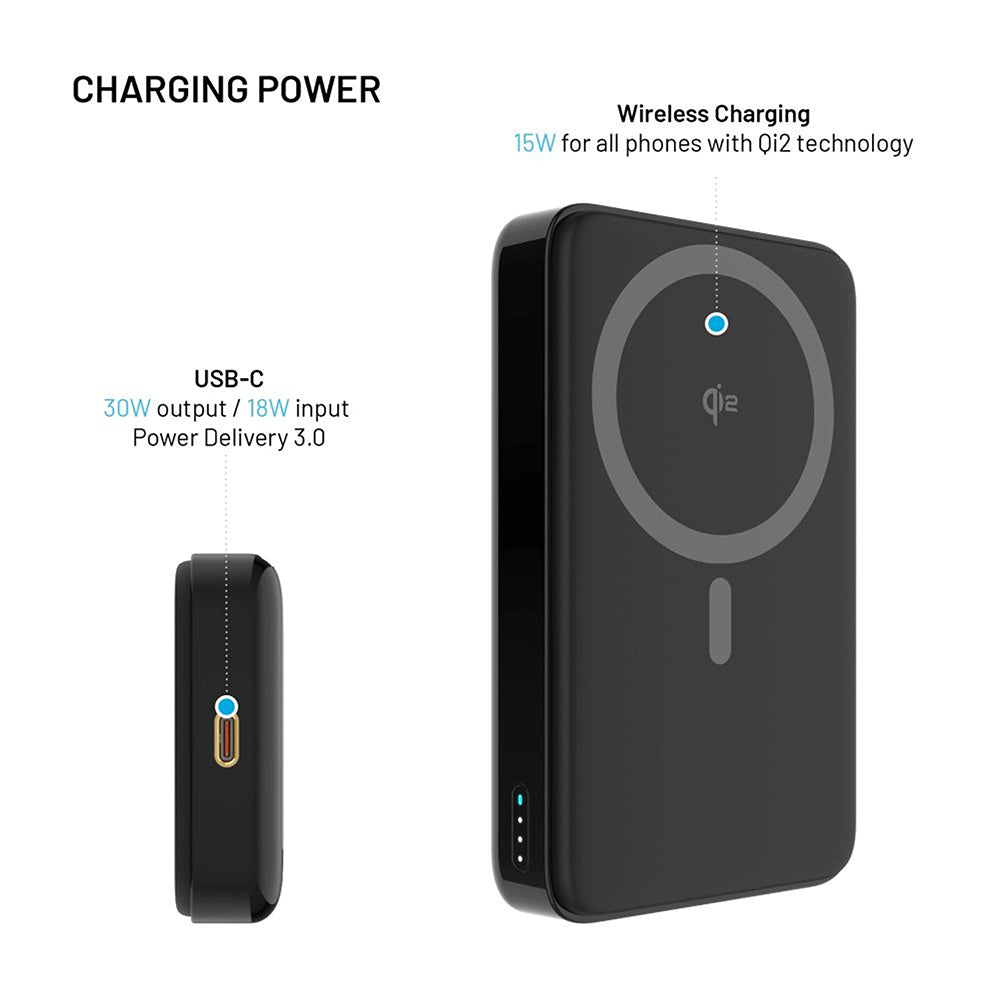 Εξωτερική Μπαταρία Wireless Fixed MagZen 10 Pro, 10000mAh, 30W, PD + FQI, 1 x QI - 1 x USB-C, Μαύρη