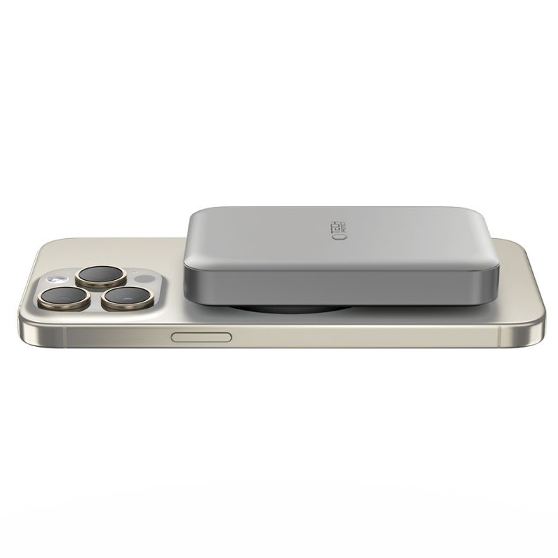 Tech-Protect PB11 LifeMag Wireless External Battery, 10000mAh, 15W, PD + FQI, 1 x QI - 1 x USB-C, Gray, Resealed