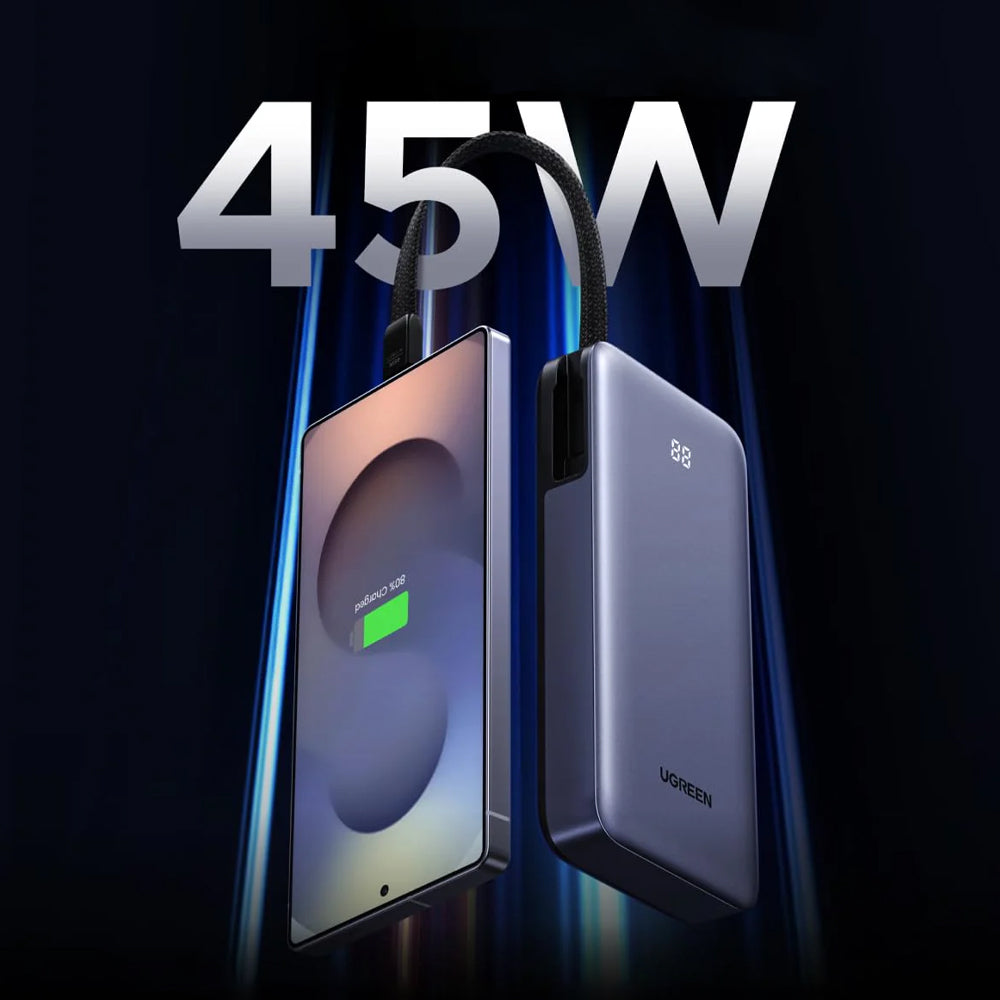 Εξωτερική Μπαταρία UGREEN PB536 (55988B), 20000mAh, 45W, QC + PD, 1 x USB-A - 2 x USB-C, Γκρι