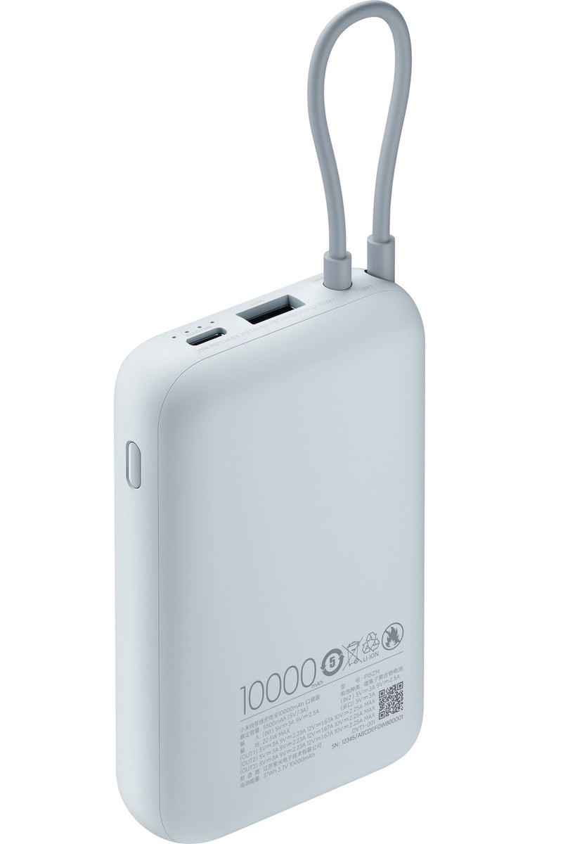 Xiaomi Pocket External Battery, 10000mAh, 22.5W, QC + PD, 1 x USB-A - 2 x USB-C, Blue BHR9073GL