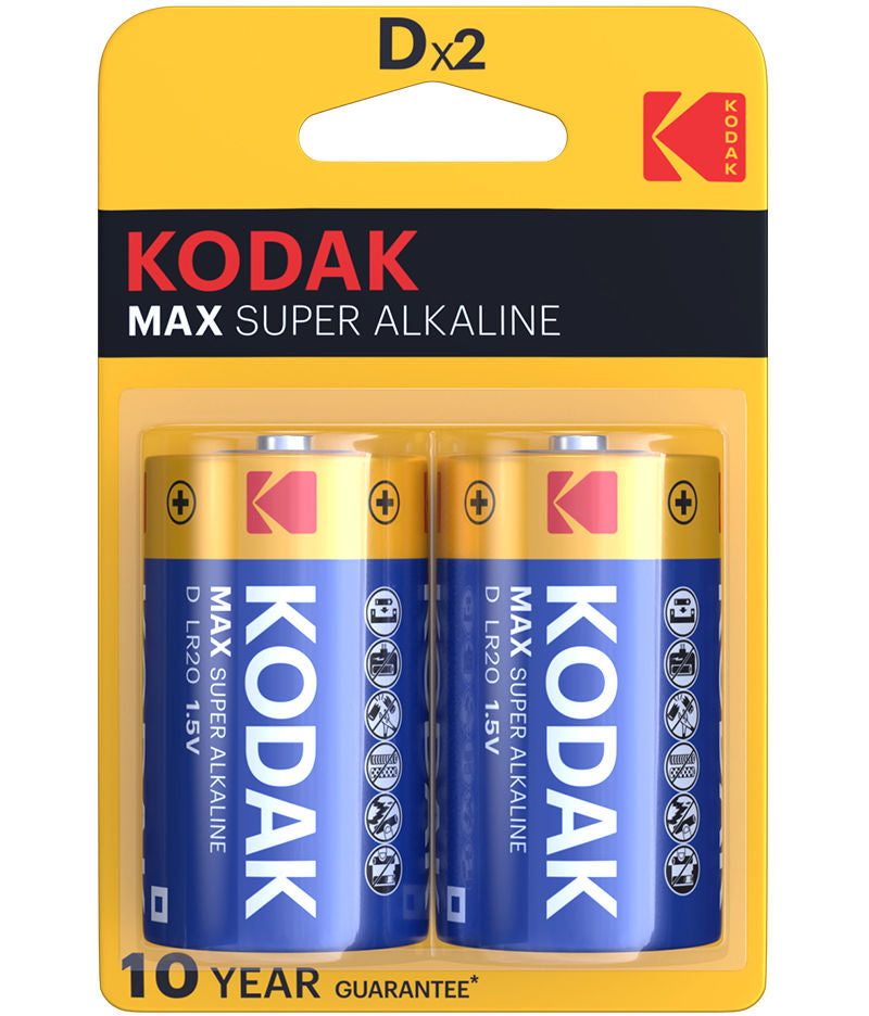 Kodak Max Super Alkaline Battery, LR20, Set of 2 pieces