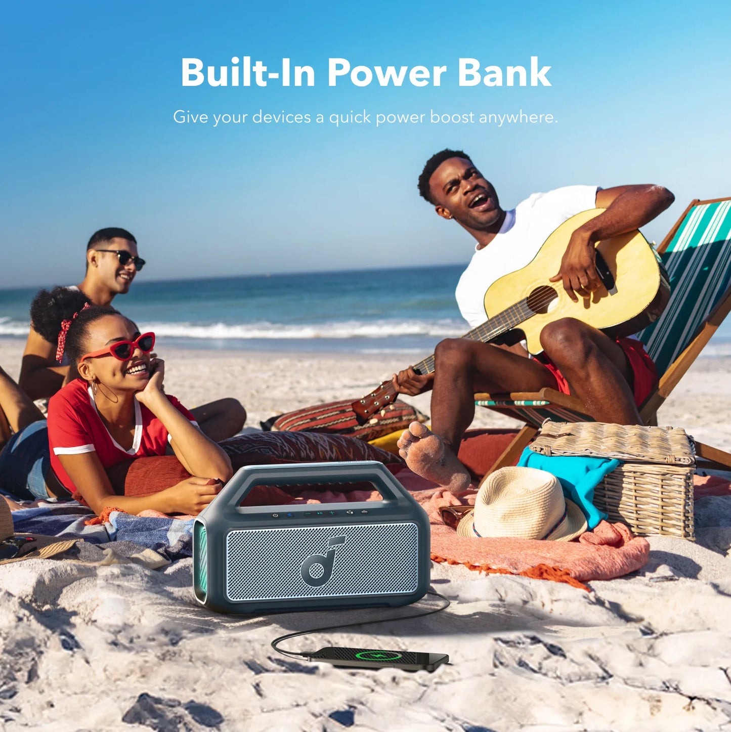 Φορητό Ηχείο Bluetooth Anker SoundCore Boom 2, 80W, TWS, RGB, Αδιάβροχο, Μπλε A3138031