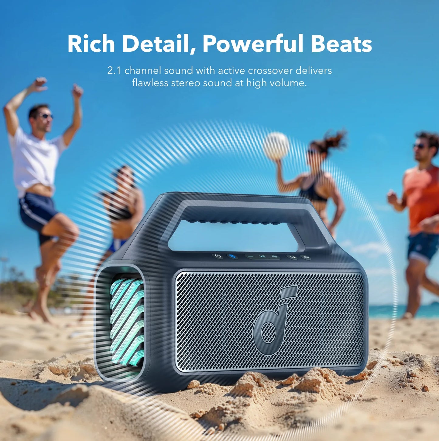 Φορητό Ηχείο Bluetooth Anker SoundCore Boom 2, 80W, TWS, RGB, Αδιάβροχο, Μπλε A3138031