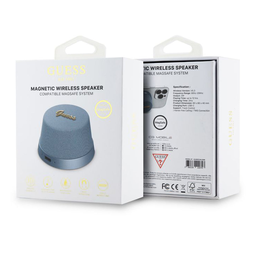 Φορητό Ηχείο Bluetooth Guess Stand Magnetic Script Metal, 3W, Μπλε