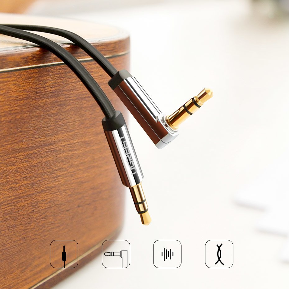 Καλώδιο Ήχου 3.5mm - 3.5mm UGREEN AV112 Angled, 1m, Μαύρο