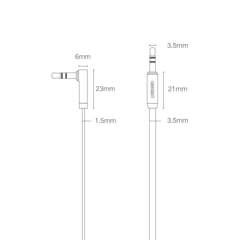 Καλώδιο Ήχου 3.5mm - 3.5mm UGREEN AV112 Angled, 1m, Μαύρο