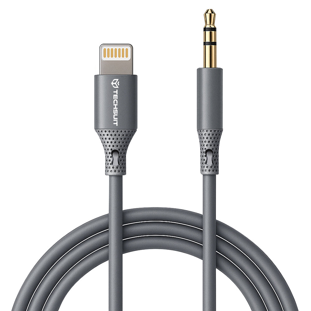 Καλώδιο Ήχου Lightning - 3.5mm Techsuit AC5 SoundFlex, 1m, Γκρι