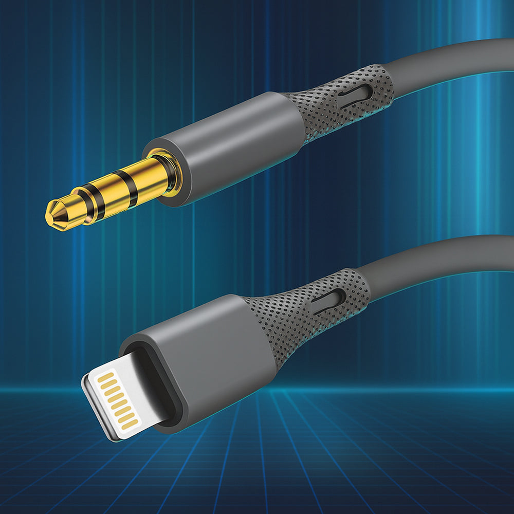 Καλώδιο Ήχου Lightning - 3.5mm Techsuit AC5 SoundFlex, 1m, Γκρι
