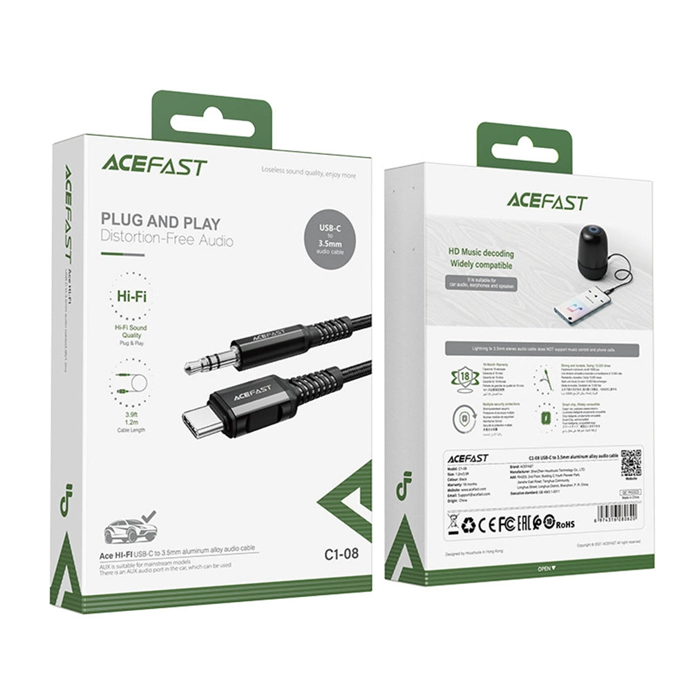 Καλώδιο Ήχου USB-C - 3.5mm Acefast C1-08, 1.2m, Μαύρο