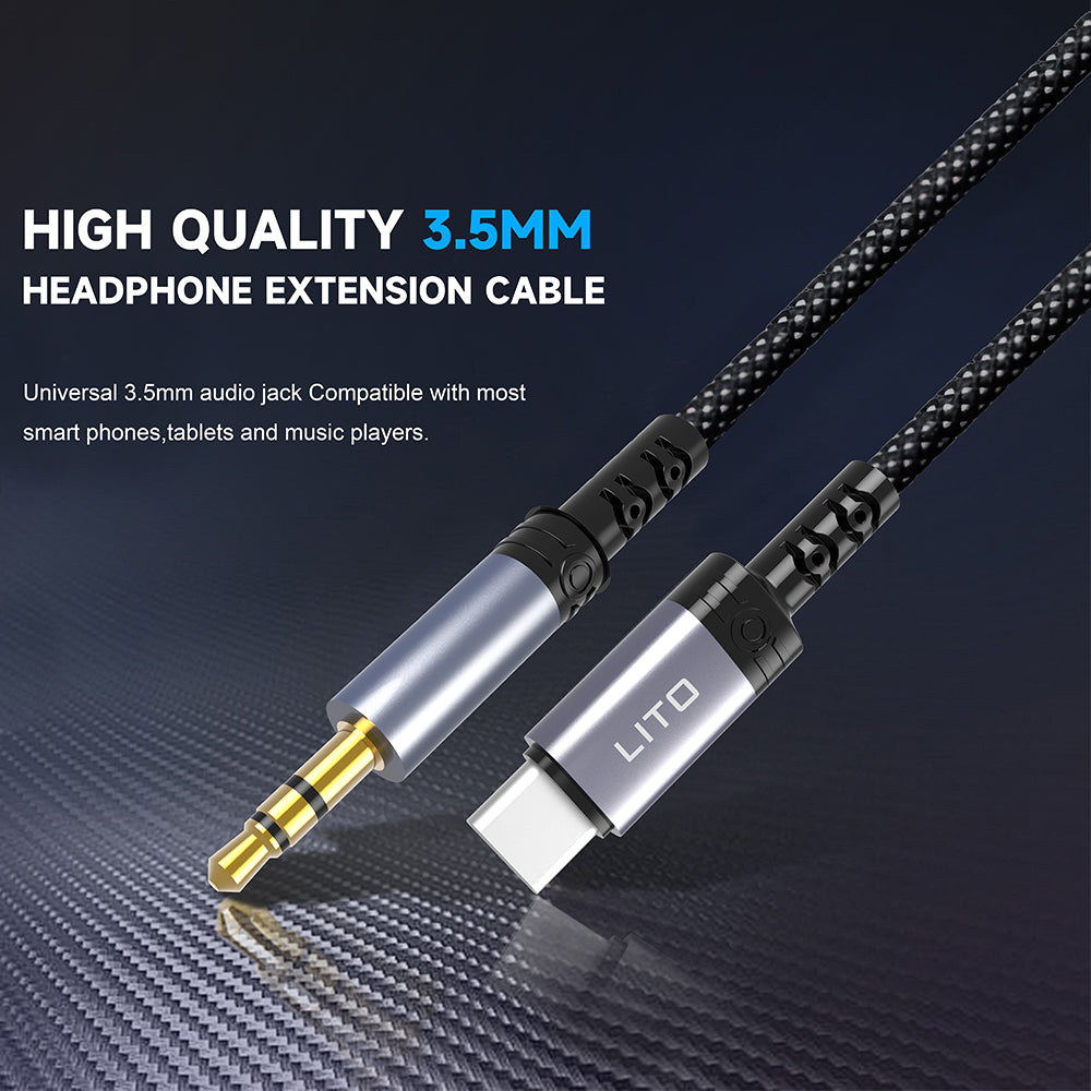Καλώδιο Ήχου USB-C - 3.5mm Lito LA01T, 1m, Μαύρο