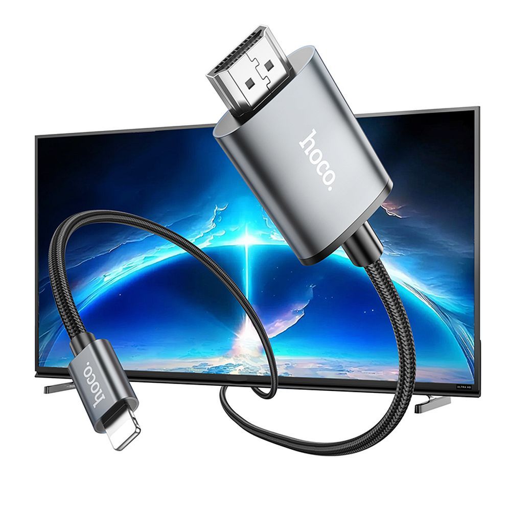 Καλώδιο Ήχου και Βίντεο Lightning - HDMI HOCO UA27, 2m, Γκρι
