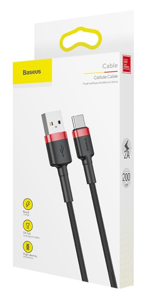 Καλώδιο Δεδομένων και Φόρτισης USB-A - USB-C Baseus Cafule, 18W, 2m, Μαύρο CATKLF-C91
