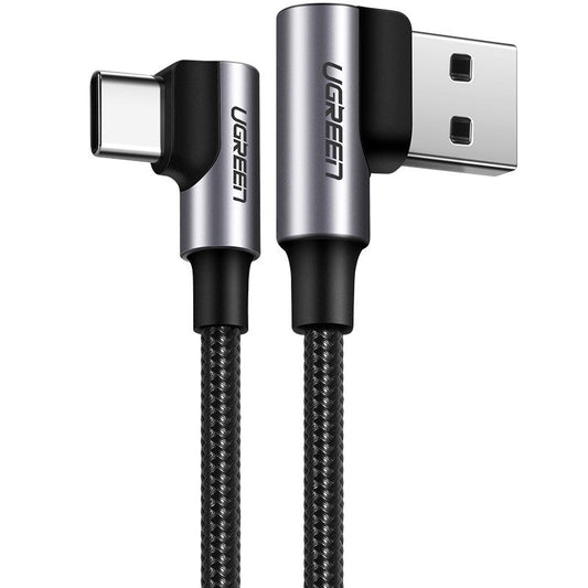 USB-A to USB-C Data and Charging Cable UGREEN US255 Angled, 60W, 1m, Grey