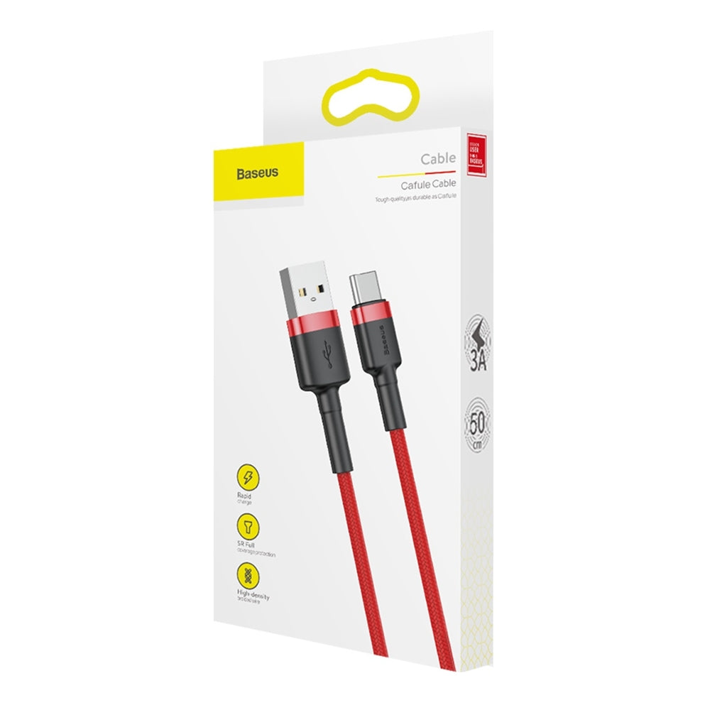 Καλώδιο δεδομένων και φόρτισης USB-A - USB-C Baseus Cafule, 60W, 0,5m, κόκκινο CATKLF-A09