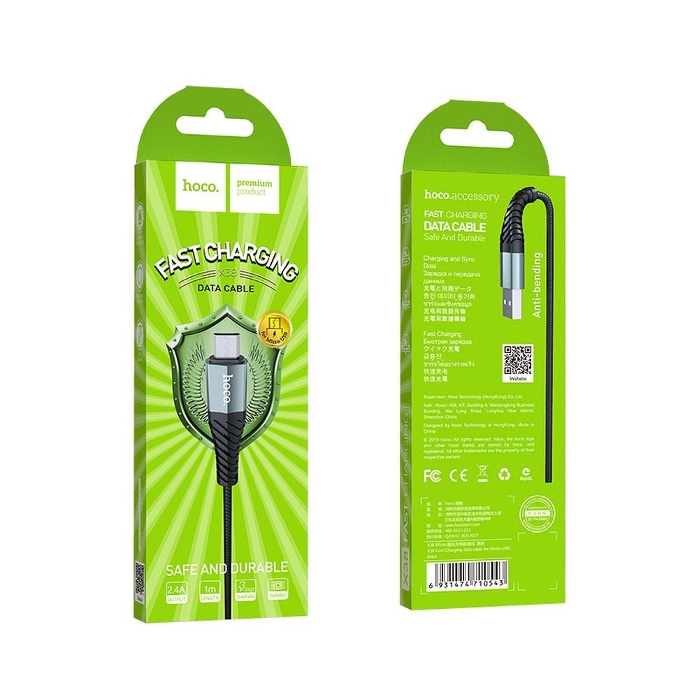 Καλώδιο δεδομένων και φόρτισης HOCO X38 Cool USB-A - microUSB, 18W, 1m, μαύρο
