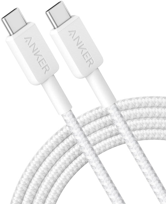 Καλώδιο δεδομένων και φόρτισης USB-C - USB-C Anker 322, 60W, 0.9m, λευκό A81F5G21