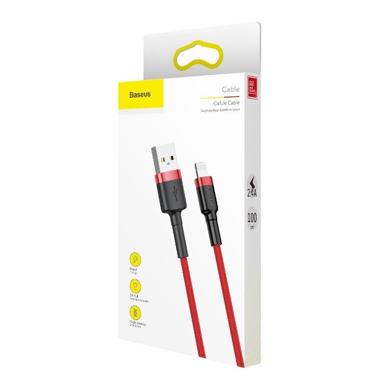 Καλώδιο Δεδομένων και Φόρτισης USB-A - Lightning Baseus Cafule, 18W, 1m, Κόκκινο CALKLF-B09