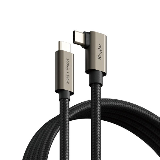 Καλώδιο Δεδομένων και Φόρτισης USB-C - USB-C Ringke 2X2 Angled, 240W, 1m, Μαύρο