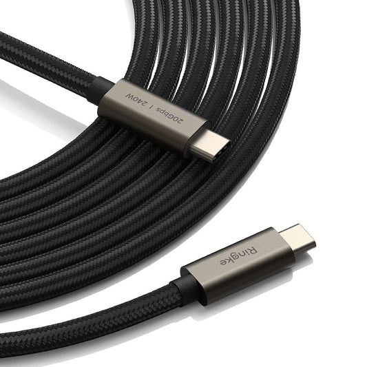 Καλώδιο Δεδομένων και Φόρτισης USB-C - USB-C Ringke 2X2, 240W, 1m, Μαύρο