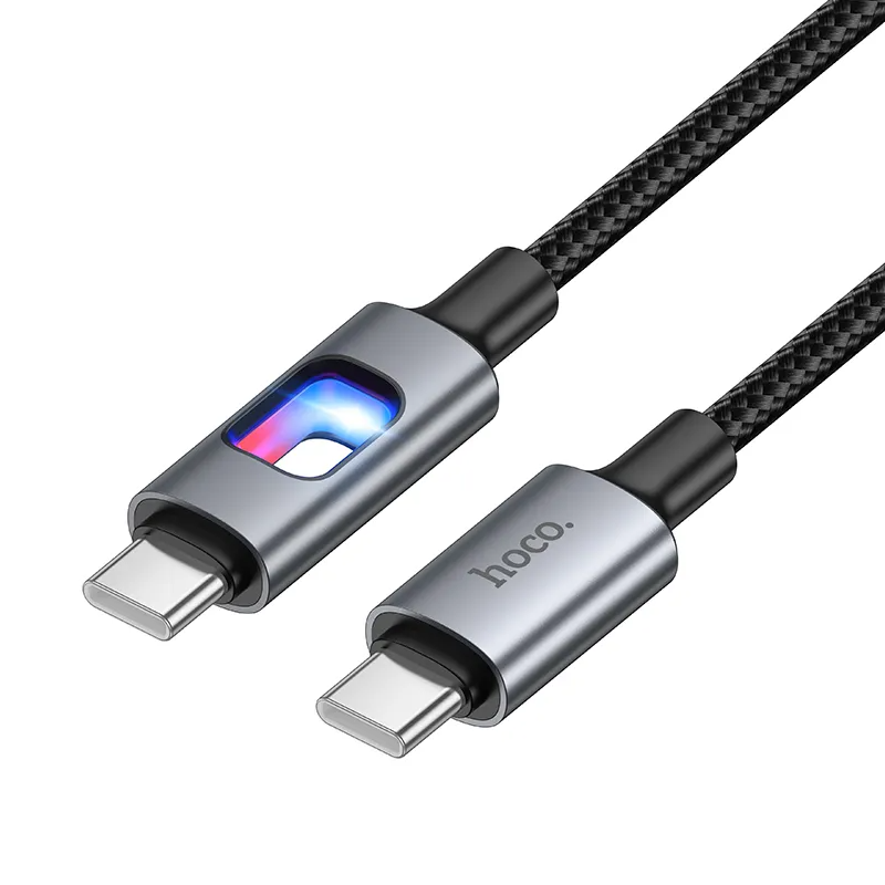 Καλώδιο Δεδομένων και Φόρτισης USB-C - USB-C HOCO U144 Led, 60W, 1.2m, Μαύρο