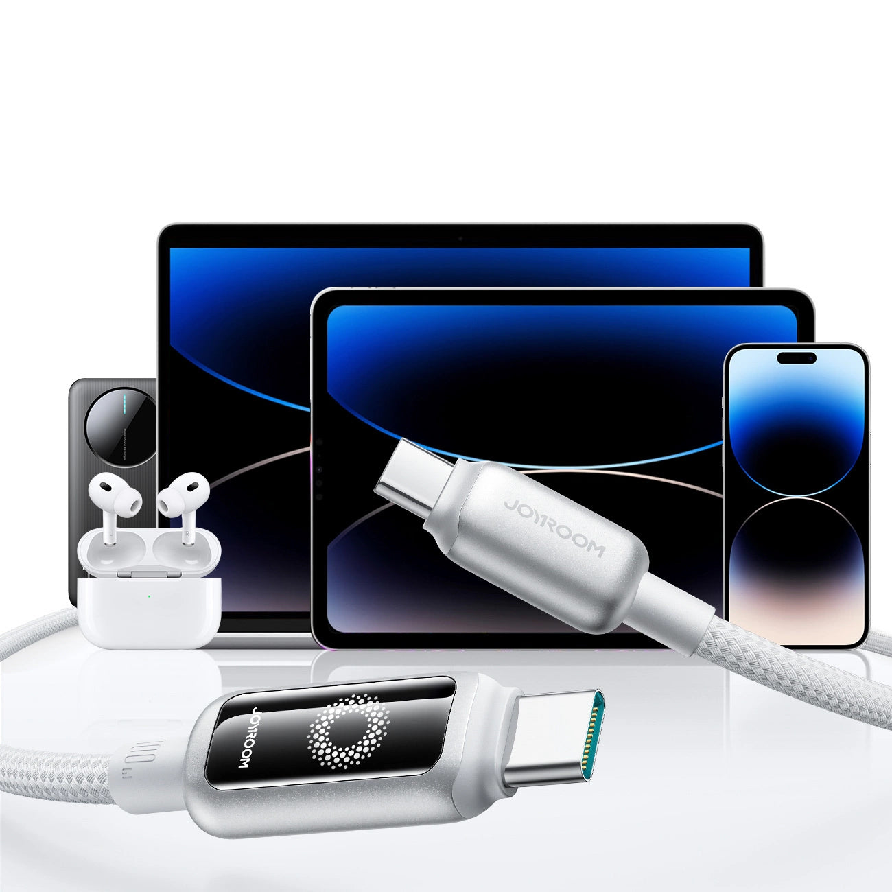 Καλώδιο Δεδομένων και Φόρτισης USB-C - USB-C Joyroom S-A55 StarFlight Display, 100W, 1.2m, Λευκό