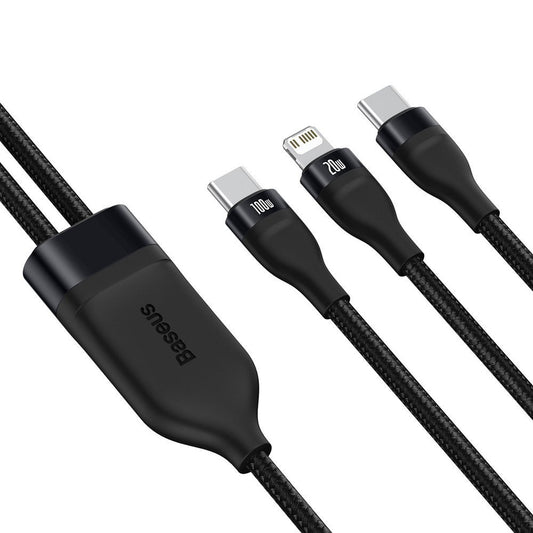 USB-C - Lightning / USB-C Baseus Flash Series 2in1 Data and Charging Cable, 100W, 1.2m, Black CA1T2-F01