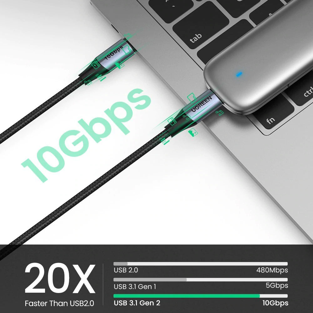 Καλώδιο δεδομένων και φόρτισης USB-C - USB-C UGREEN US355, 100W, 1m, Μαύρο