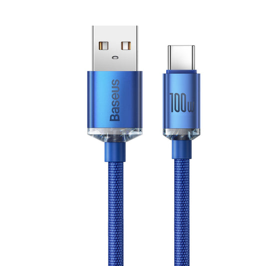 Καλώδιο δεδομένων και φόρτισης USB-A σε USB-C Baseus Crystal Shine Series, 100W, 1,2m, μπλε CAJYY000403