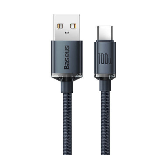 Καλώδιο δεδομένων και φόρτισης USB-A σε USB-C Baseus Crystal Shine Series, 100W, 1,2m, μαύρο CAJY000401