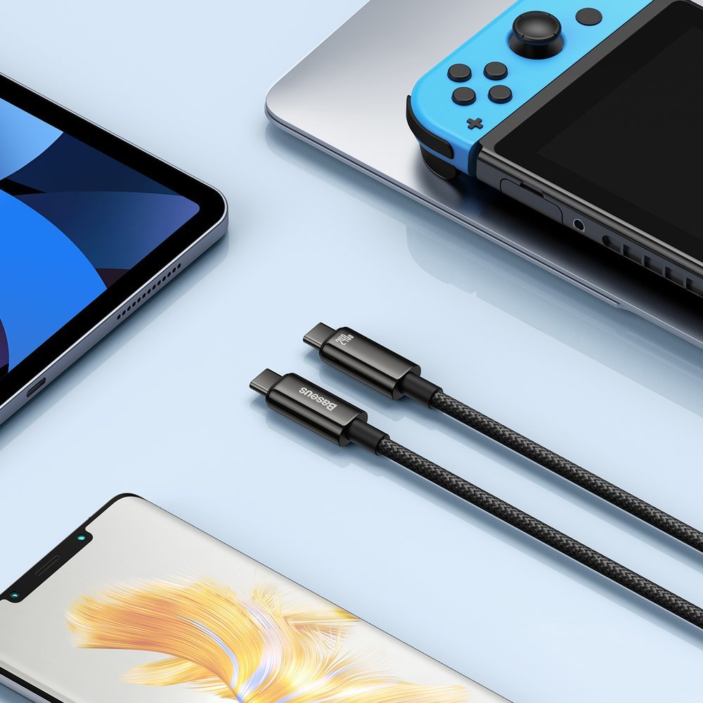 Καλώδιο δεδομένων και φόρτισης USB-C - USB-C Baseus Tungsten Gold, 240W, 2m, μαύρο CAWJ0401010101