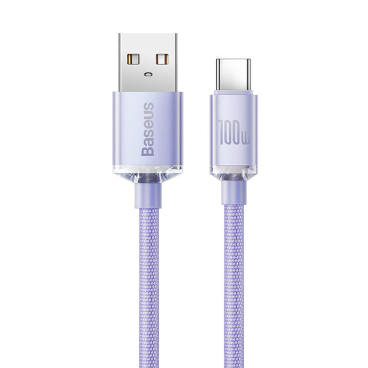 USB-A σε USB-C Baseus Crystal Shine Series, 100W, 1.2m, μωβ CAJY000405