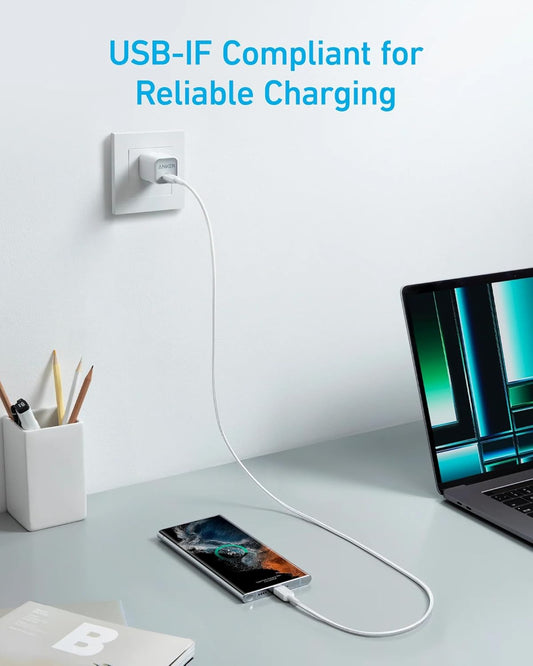 Καλώδιο δεδομένων και φόρτισης USB-C - USB-C Anker 322, 60W, 0.9m, λευκό A81F5G21