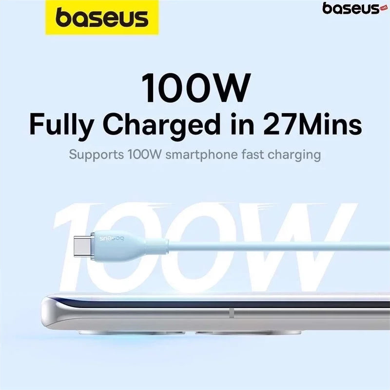 Καλώδιο Δεδομένων και Φόρτισης USB-A - USB-C Baseus Pudding, 100W, 1.2m, Μπλε P10355703311-00