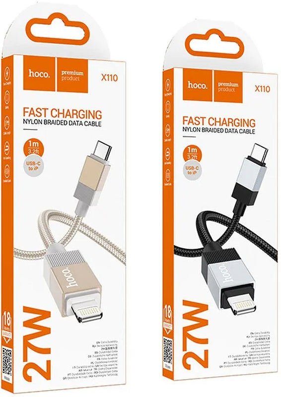 Καλώδιο Δεδομένων και Φόρτισης USB-C - Lightning HOCO X110, 27W, 1m, Μαύρο