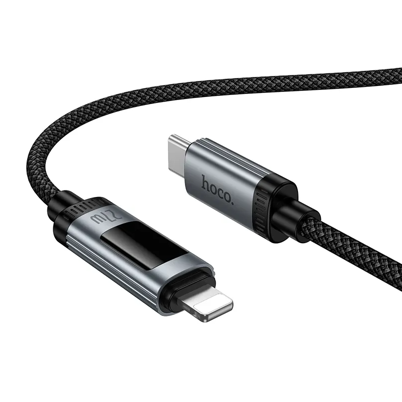 Καλώδιο Δεδομένων και Φόρτισης USB-C - Lightning HOCO Display U148, 27W, 1.2m, Μαύρο