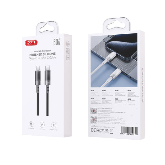 Καλώδιο Δεδομένων και Φόρτισης USB-C - USB-C XO Design NB-Q282B, 60W, 1m, Μαύρο