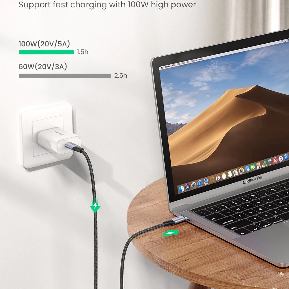 Καλώδιο δεδομένων και φόρτισης USB-C - USB-C UGREEN US355, 100W, 1m, Μαύρο