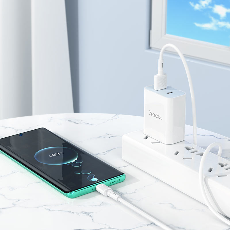 Καλώδιο Δεδομένων και Φόρτισης USB-A - USB-C HOCO X83 Victory, 20W, 1m, Λευκό